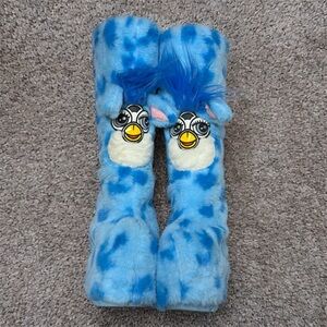 Whimsical Blue Furry Animal Boots